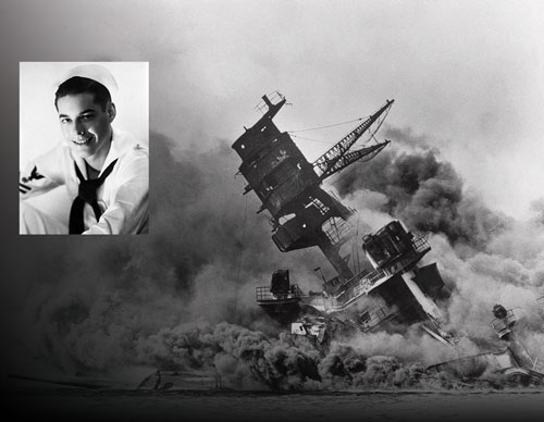 Smoke billows from the battleship USS Arizona following the Japanese attack on Pearl Harbor