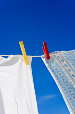 Bed sheets drying after bedwetting.