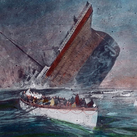An illustration by an unknown artist depicts the RMS Titanic as it sinks April 15, 1912, some 370 nautical miles off the coast of Newfoundland. (United Archives/Carl Simon/Bridgeman Images)