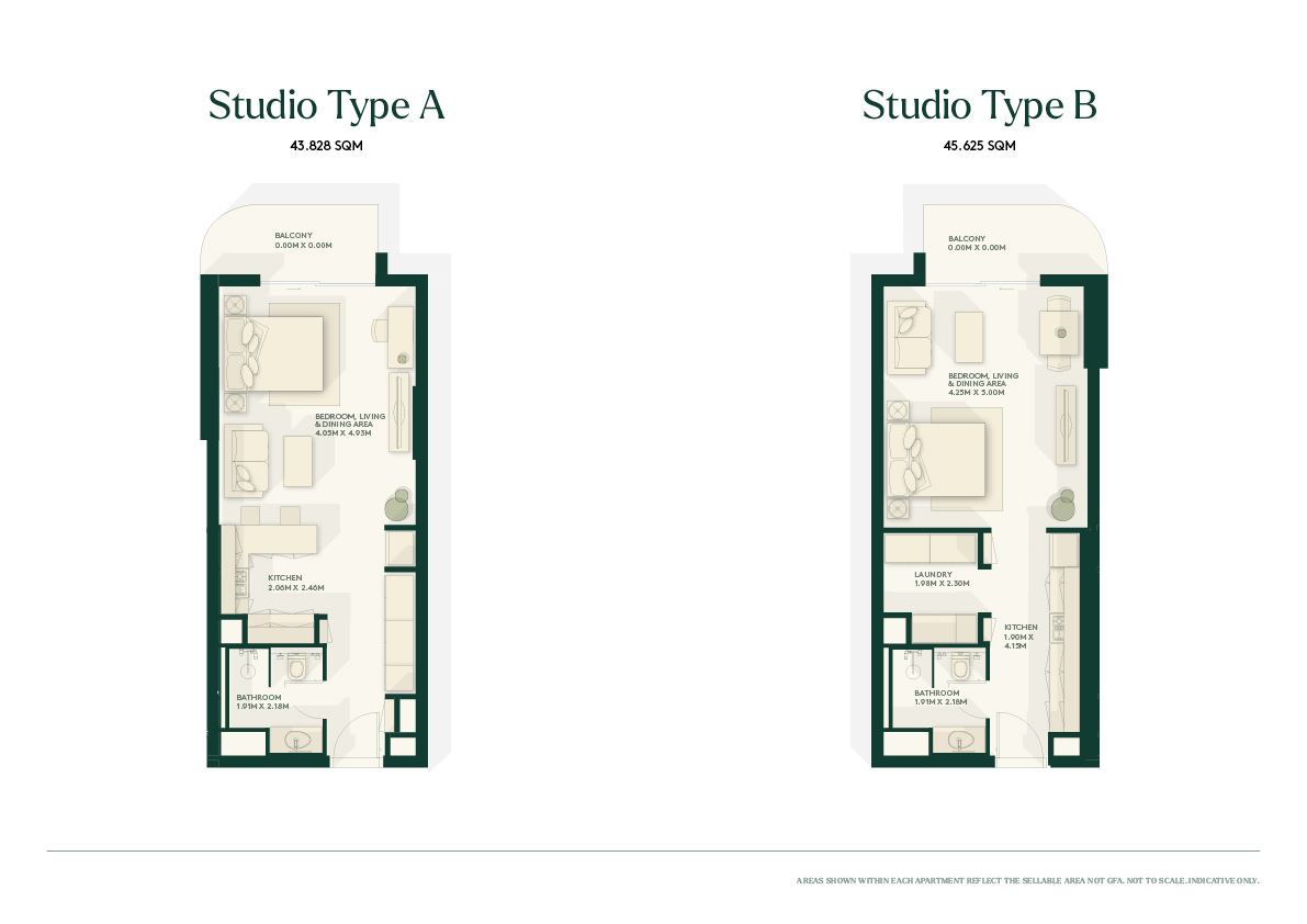 Gardenia Bay Studio apartment typeA floor plan