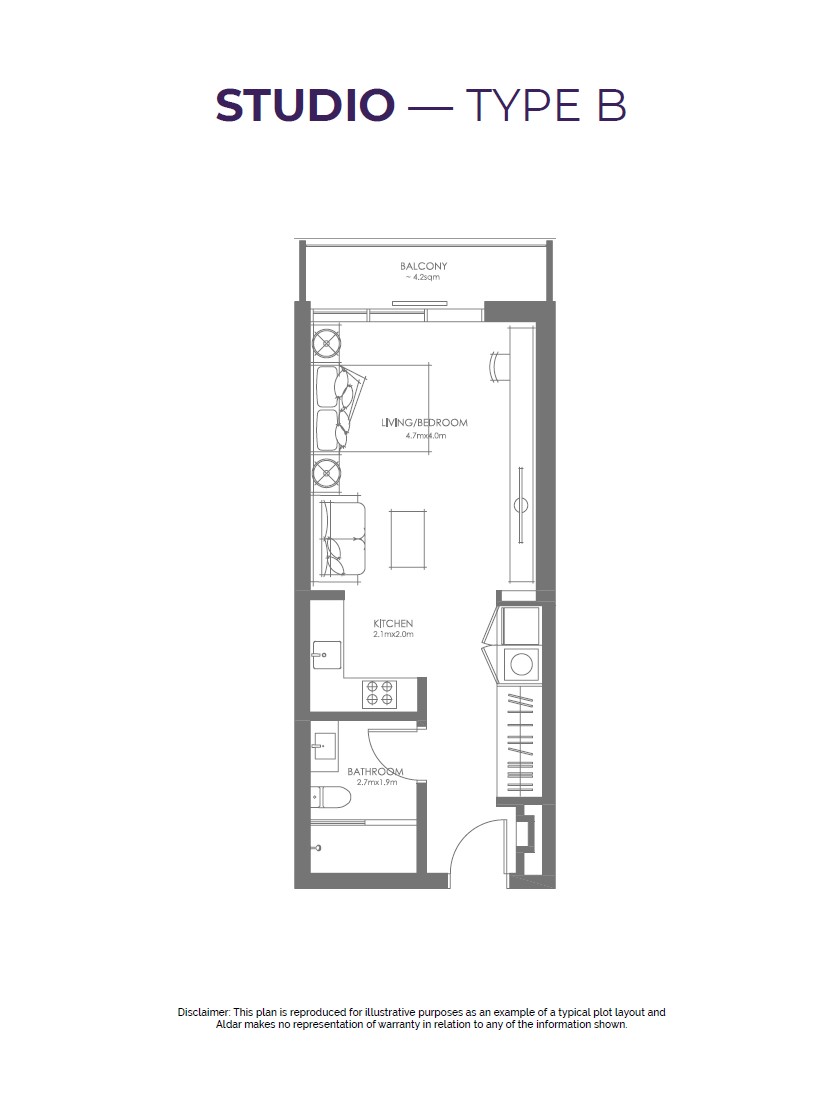 Grove Uptown Views Studio apartment typeb floor plan