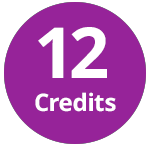 Purple circle with text '12 credits' inside