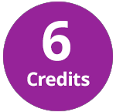 Purple circle with text '6 credits' inside