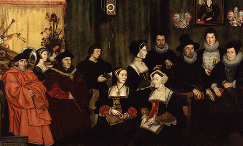 A classical painting depicting Thomas More with his family