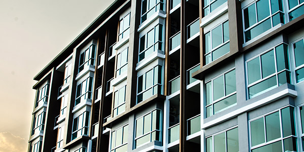 The front of a condo building