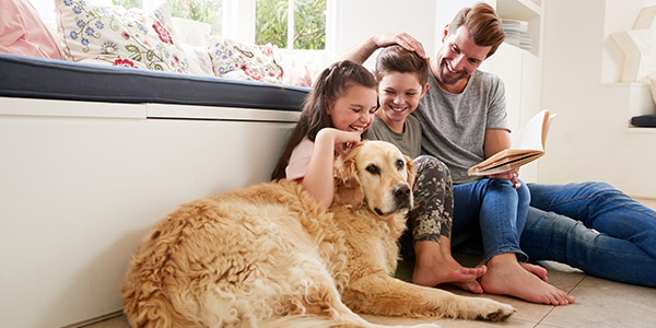 happy family reading together