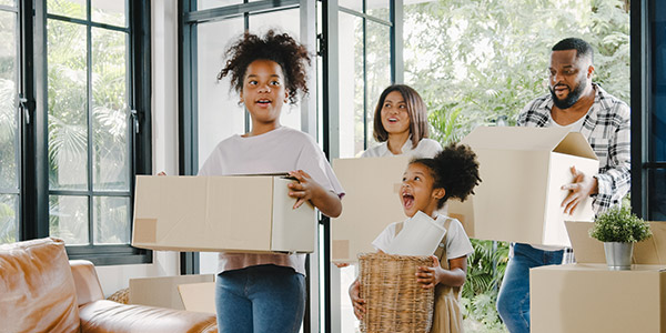 family moving in their new home