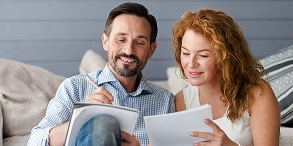 couple going over notes together