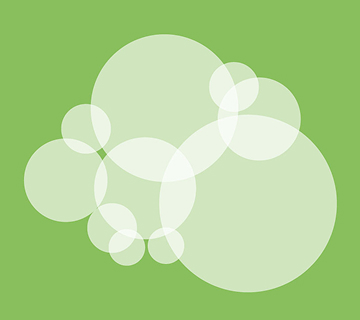 Overlapping white circles forming the shape of a thought bubble