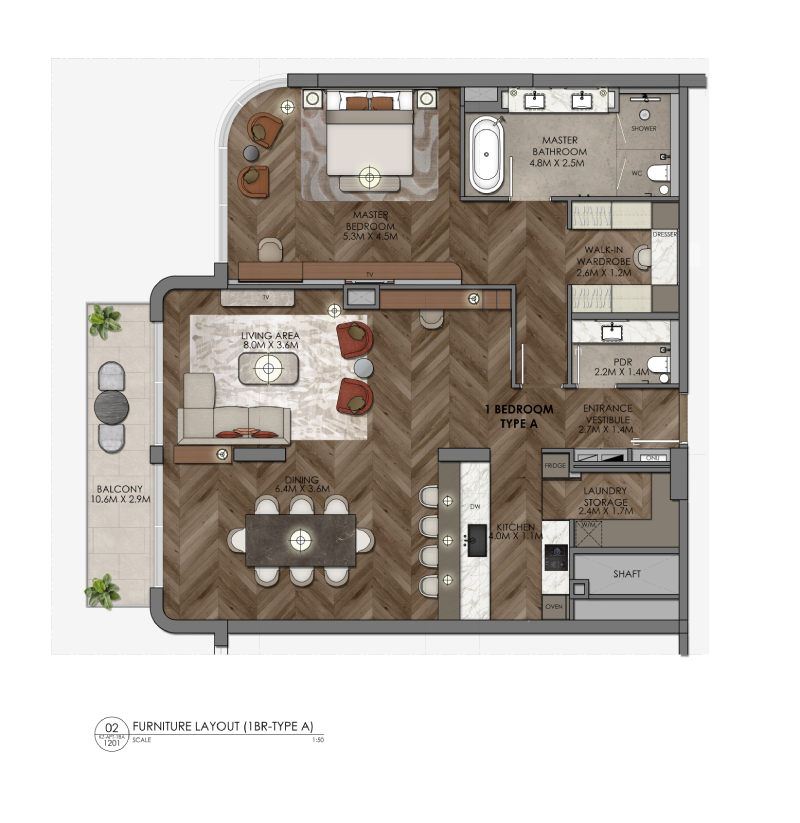 Waldorf Astoria Residences Waldorf astoria apartment 1 bedroom typeD floor plan