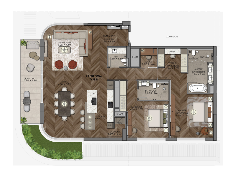 Waldorf Astoria Residences Waldorf astoria apartment 2 bedroom typeD floor plan