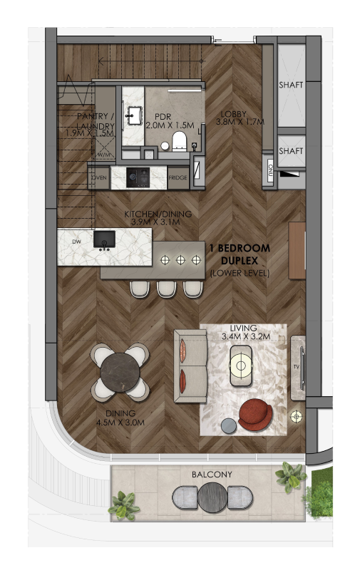 Waldorf Astoria Residences Waldorf astoria duplex 1 bedroom typeAB floor plan
