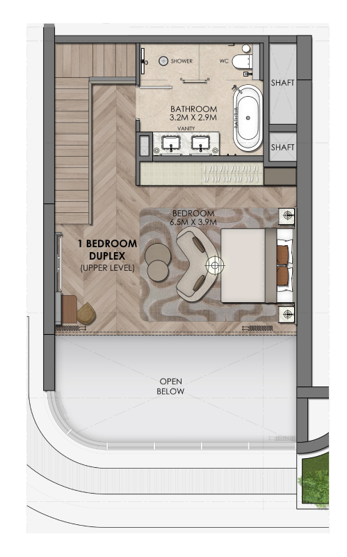 Waldorf Astoria Residences Waldorf astoria duplex 1 bedroom typeBB floor plan