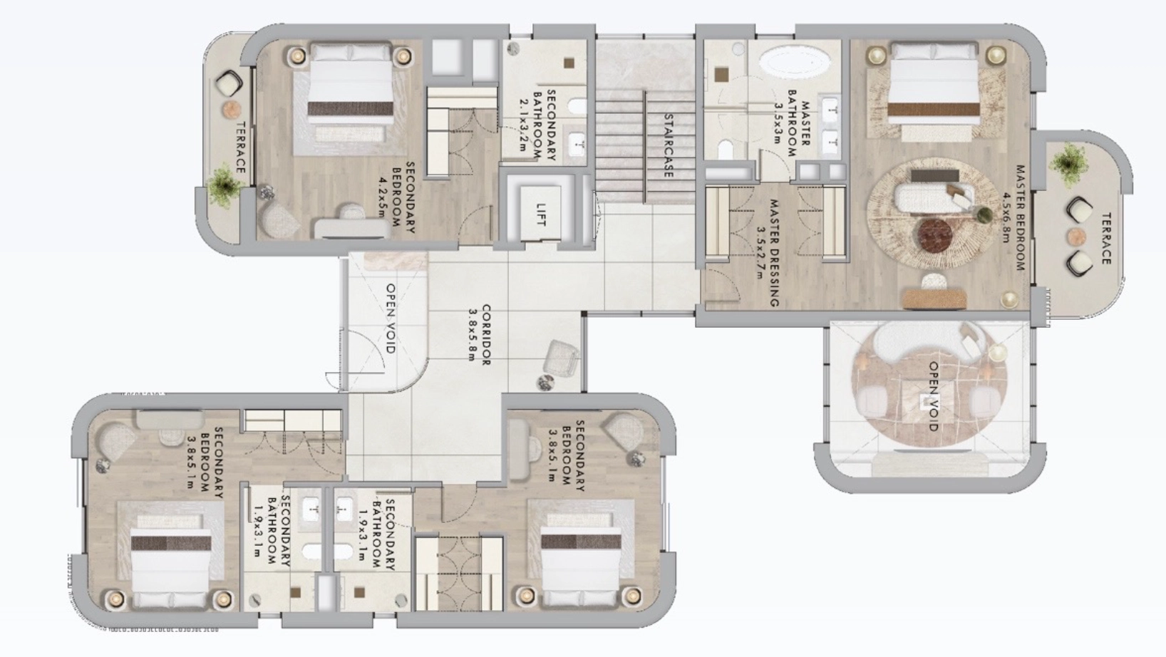 Yas Riva Yasriva villa dark 4 bedroom typeB floor plan