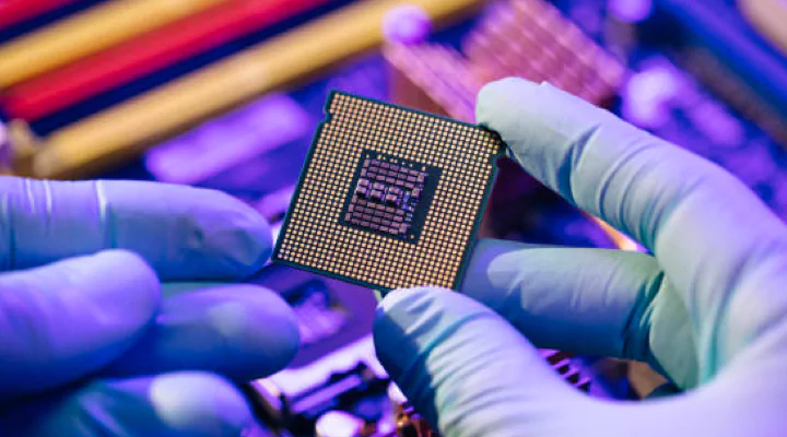 Semiconductor being inspected for quality
