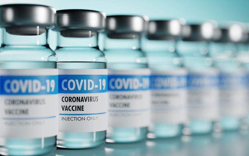 row of COVID-19 vaccine vials